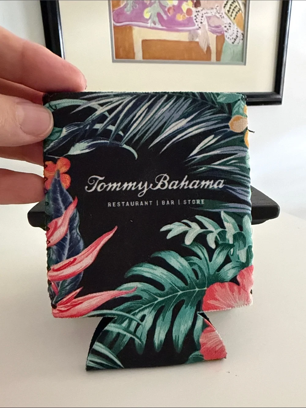 Tommy Bahama Jacquard Tea Light Orange Glass Candle Holder and a Drinks Cozy